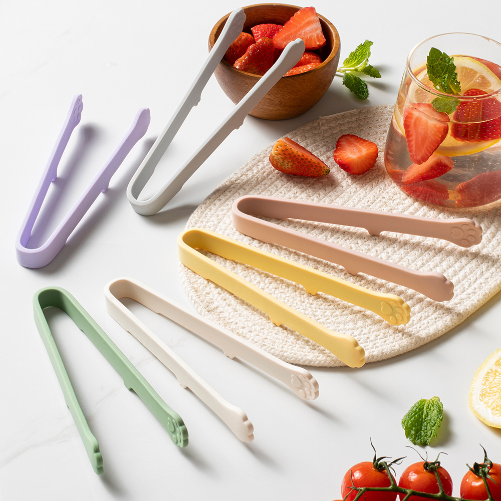 Cute Cat Paw Silicone Food Tongs Multicolor Food-Grade Kitchen Gadgets for Fruit Salad Ice Cube Practical Kitchen Accessories