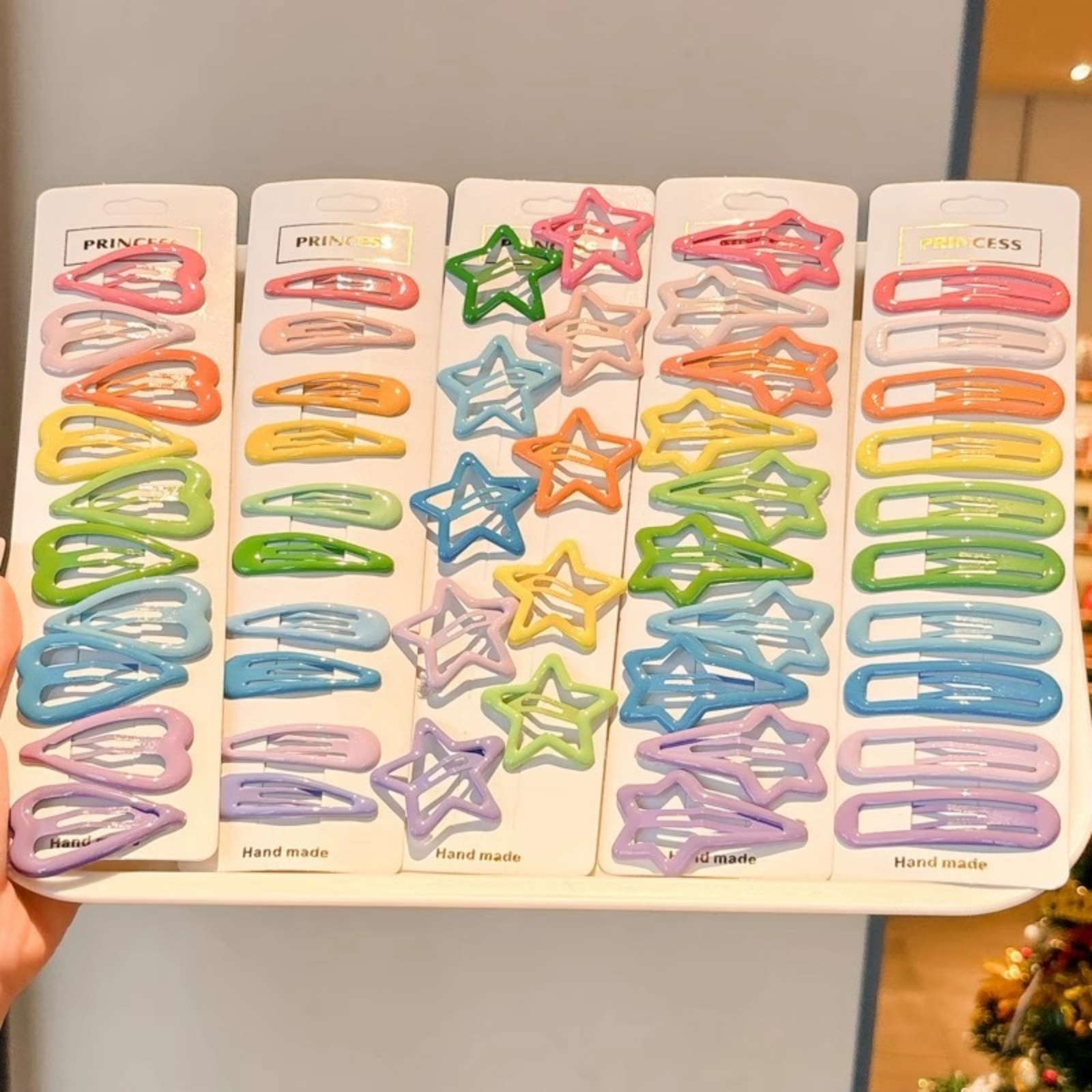 10PCS Handmade Colorful Hair Clips:Star&Heart Shaped Barrettes, Cute Hair Accessories for Girls, Vibrant Hairpins for Daily Wear