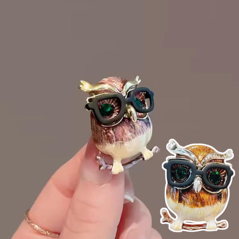 Creative Cartoon Owl Brooch Pins Vintage Cute Wear Glasses Personality Animal Brooch For Women Men Clothing Jewelry Accessories