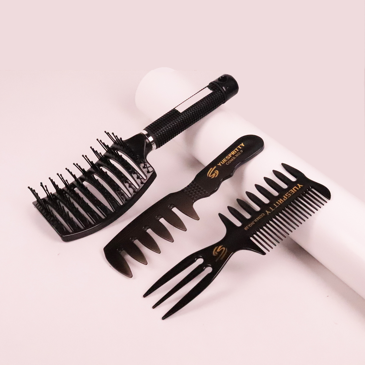 Professional hair salon styling comb set, hollow design massage comb, retro wide tooth comb Special for real hair