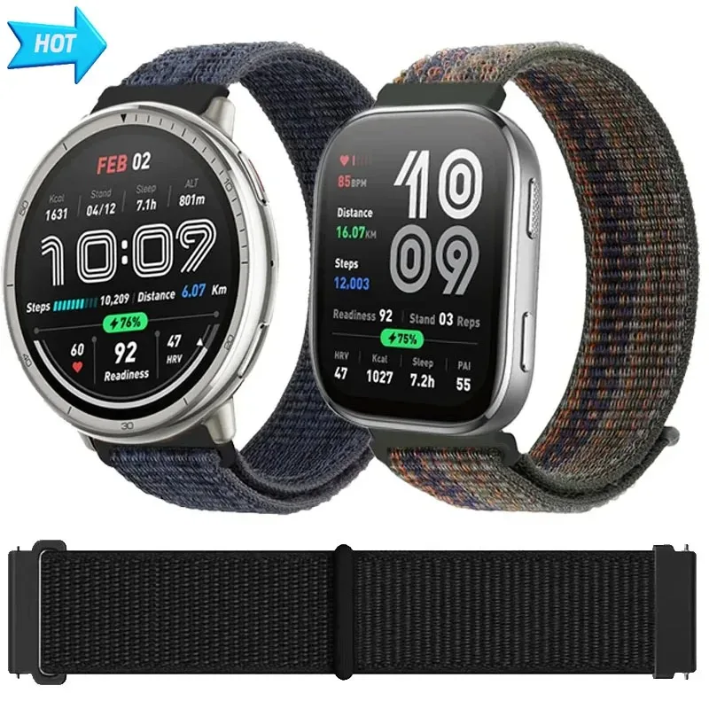 20mm 22mm Nylon Strap for Amazfit Active 2 GTS 4/3/2 Mini Bracelet Wristband Amazfit Bip 6/5 Balance GTR 4/3 Breathable Correa