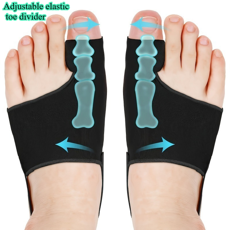 2pcs Adjustable Elastic Toe Separators,Unisex Toe and Big Toe Spacers with Soft Padding for Foot Comfort, Suitable for Night