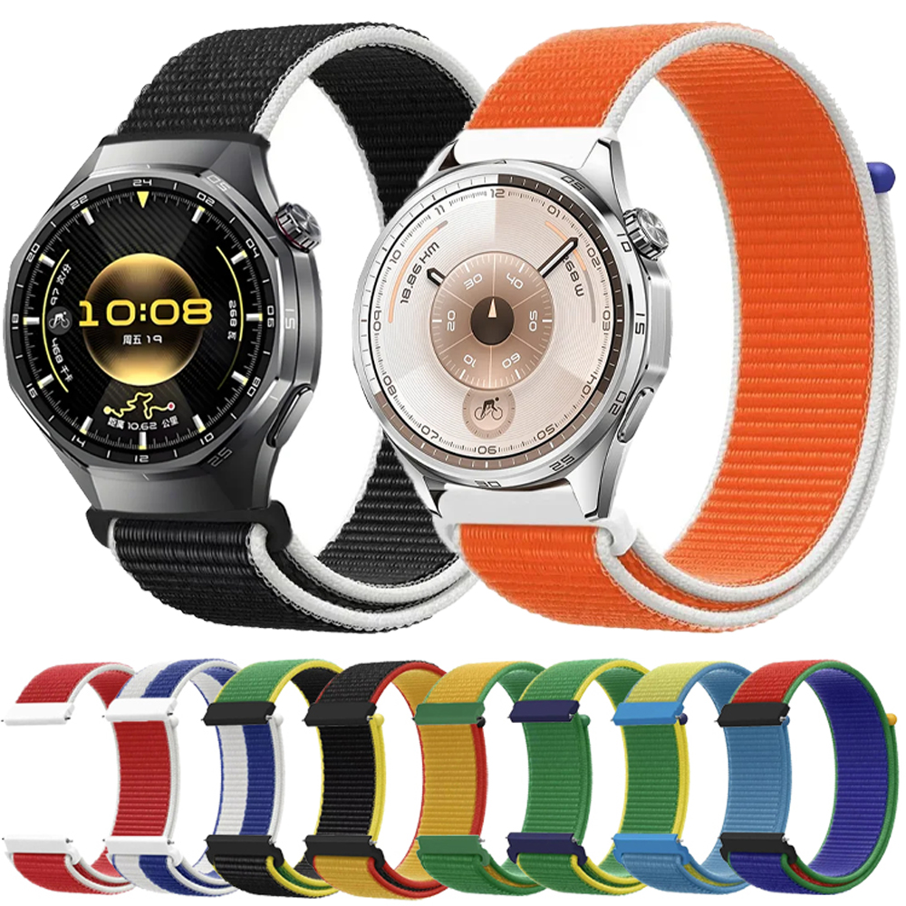 22mm 20mm Flag Style Nylon Strap for Huawei Watch 5 4 GT6 GT6 Pro GT5-4-3 46mm Bracelet Amazfit Bip 6 Active 2 Balance 2 Correa