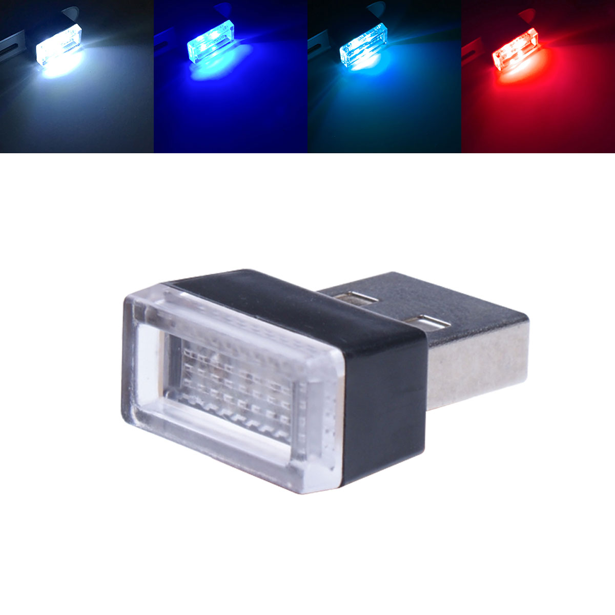 Car USB LED Atmosphere Light Mini Romantic LED Lamp Car Interior Styling Decorative Ambient Light Universal White Red Blue