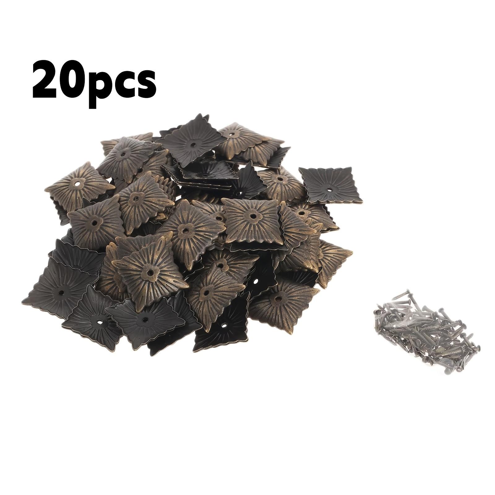 20Pcs 21x21mm Upholstery Nails Antique Bronze Decorative Upholstery Nails Tack Studs Door Sofa Home Decor Furniture Hardware