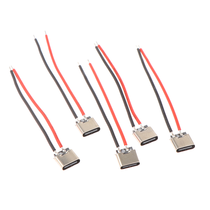1Pc Type-C 2pin Soldered Female Base W/ Wire Typec Female Socket For Mobile Phone Charging Type -c Port Charging Interface Jack