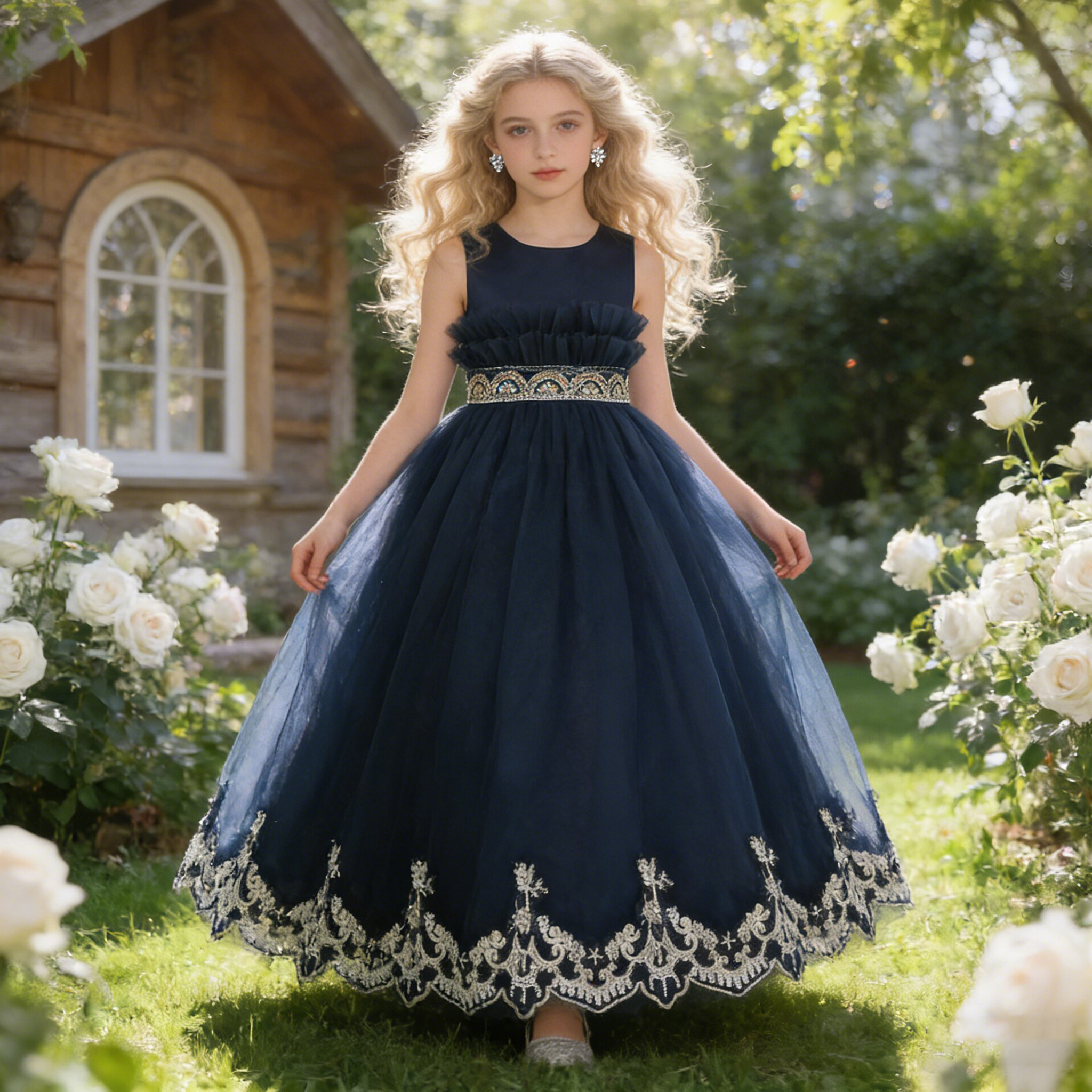 Teen Flower Girl Dress Bridesmaid Ceremony Princess Party Prom Dressees Lace Evening Long Kids Pageant Wedding Ball Gown Vestido