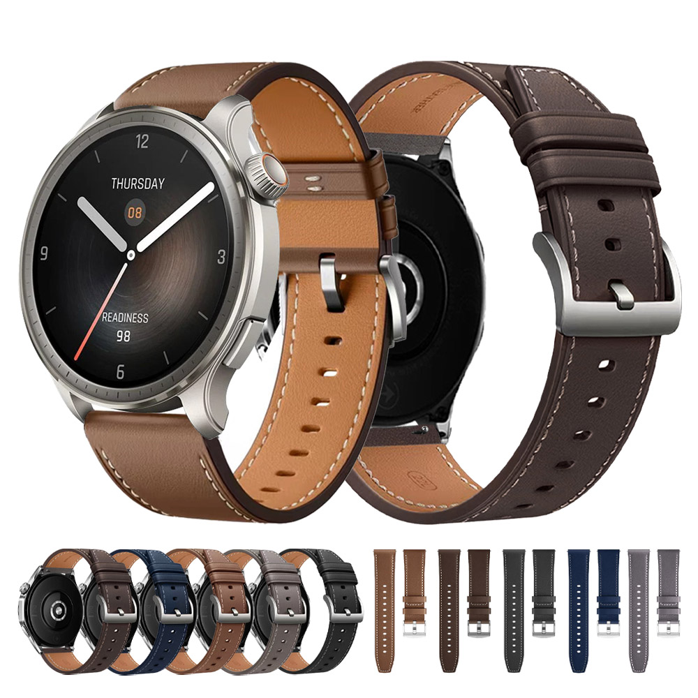 New 20mm 22mm Leather Band for Huami Amazfit BALANCE 2 Watch Strap for Amazfit GTR 4 3 Pro/Bip 6 5/GTS 4 2 mini Bracelet Correa