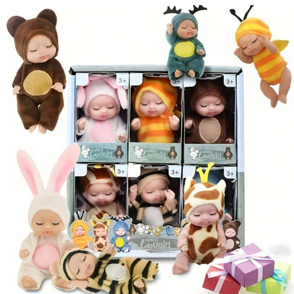 6PCS Baby Dolls Realistic Animal Costume Baby Dolls Cute Little Baby Dolls Easter Valentine'S Day Birthday For Girls And