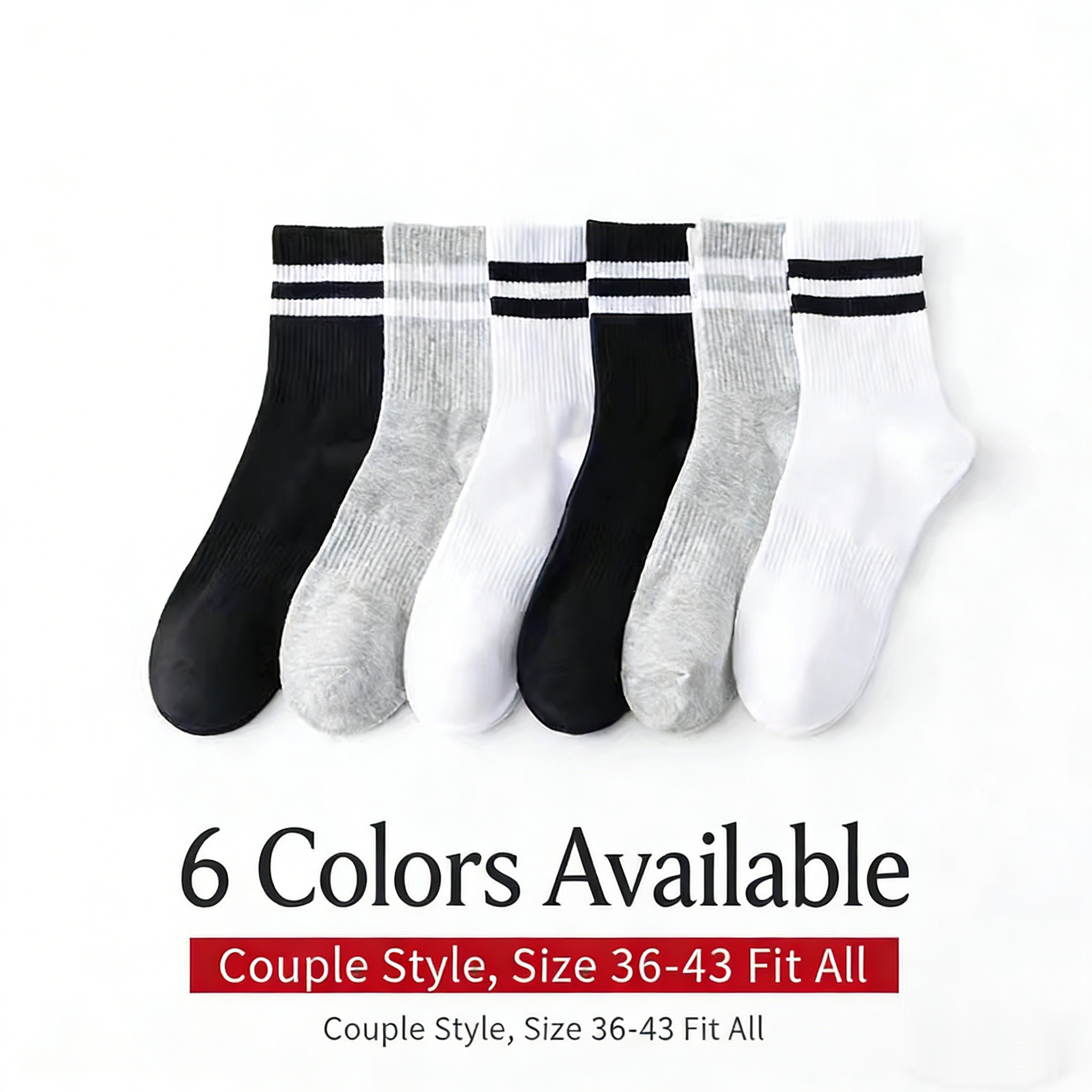 2026 new striped mid tube socks, odor resistant, antibacterial, sweat absorbing, moisture wicking, casual daily sports socks