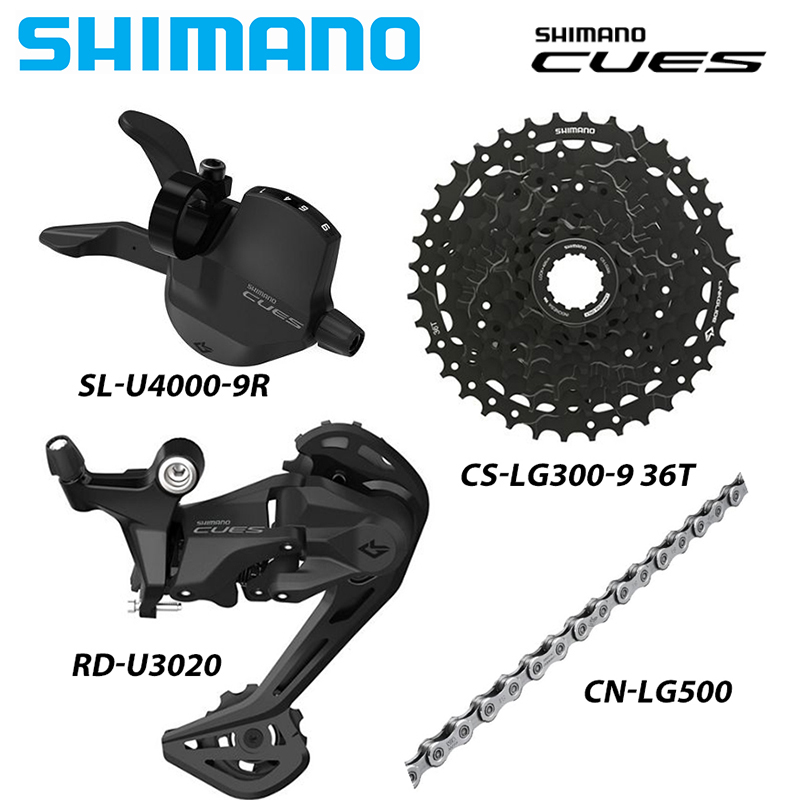 SHIMANO CUES U4000 9Speed Groupset for MTB Bike U3020 or U4020 Rear Derailleurs CN-LG500 Chain CS-LG300 11-36T K7 Bike Parts