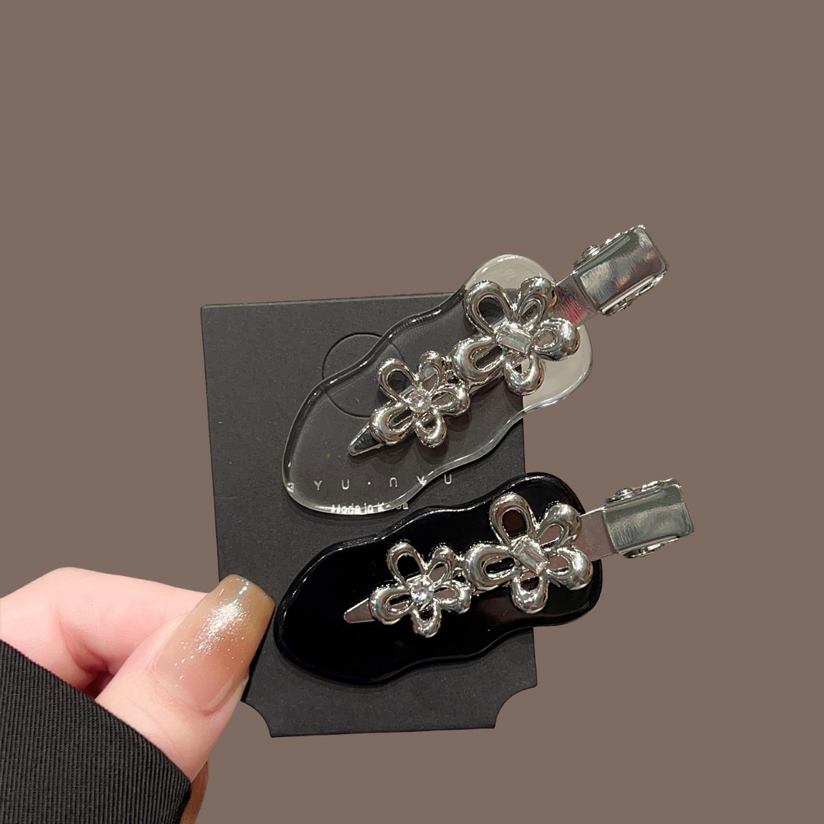 1/2pcs Korean Style Sweet Cool Metal Flower Scar Free Hair Clip Niche Exquisite Daily Outfit Party And Travel Fashion Headwear