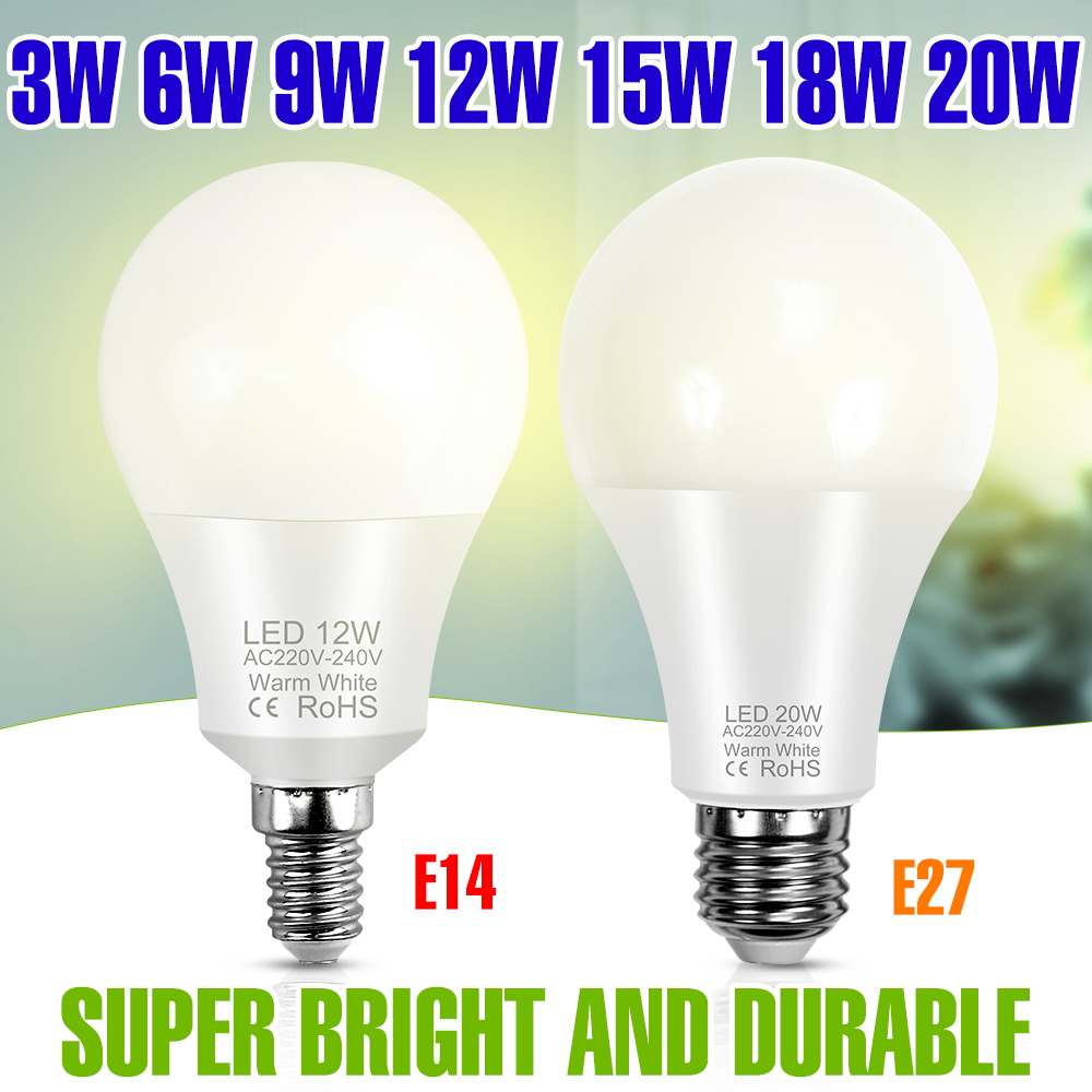 20W LED Bulb Indoor 220V Spotlight E27/E26 Ceiling Bulbs E14 Bedroom Living Room Energy Saving Home Lighting Cold/Warm White