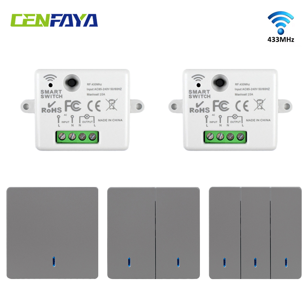CENFAYA 433HMz Wireless Light Switch 86 Wall Panel Remote Control RF Switch 110V 220V 230V 10A Relay Receiver DIY Easy Install