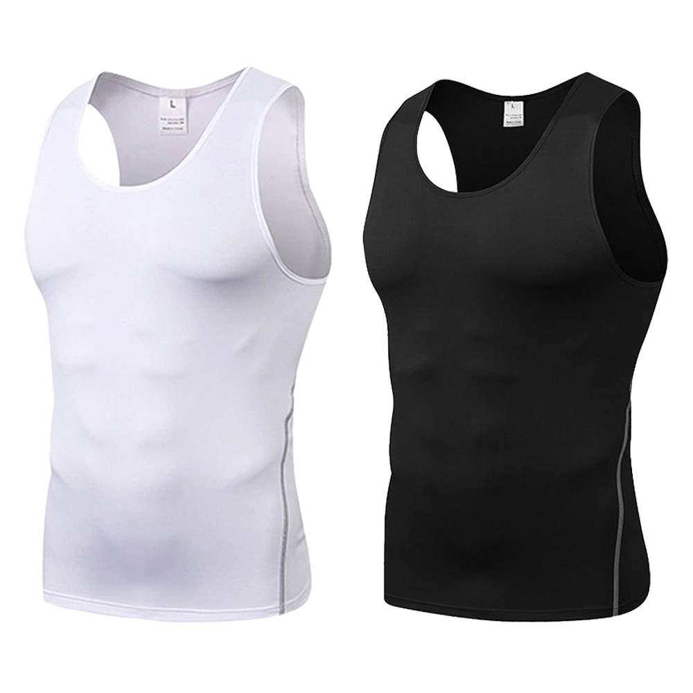 Mens Compression Sleeveless Jersey Fitness Clothes Training Shirts Gym Tank Tops Running Sports Skinny Vest Tight T-Shirt