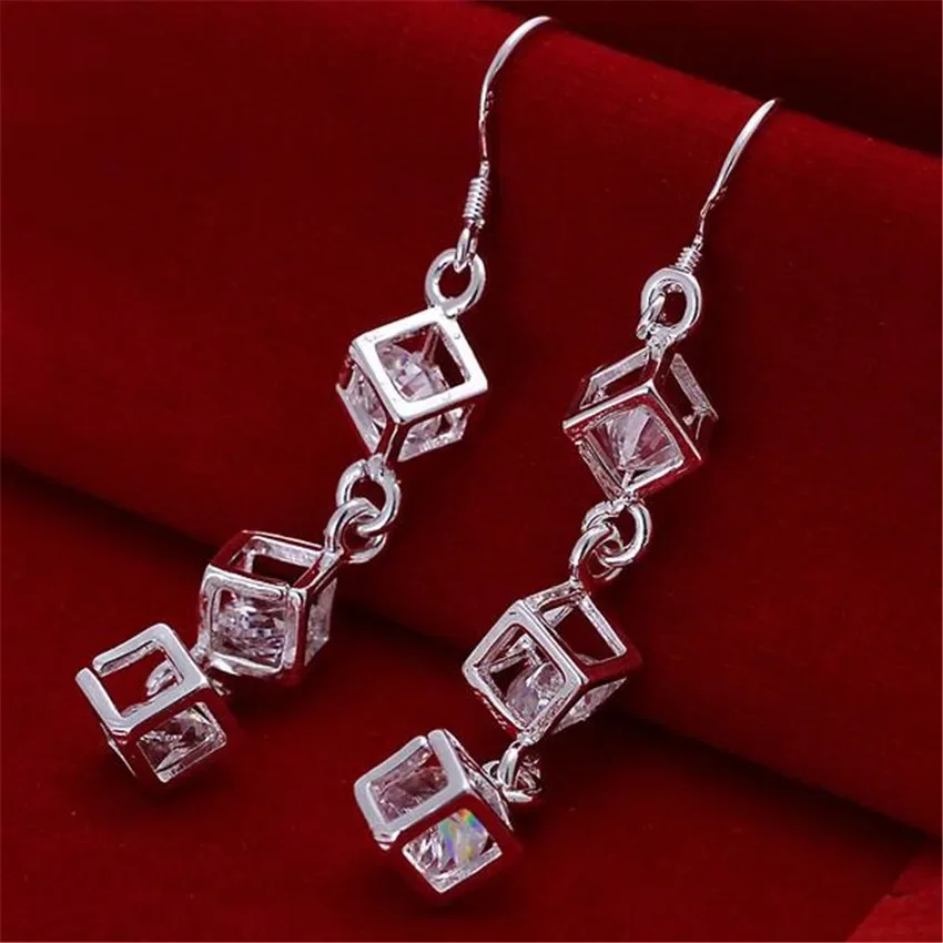 925 sterling silver Fashion Cute White Crystal Stone Wedding Cute Nice Lady Earrings Women Hot Selling Birthday Fashion Jewelry