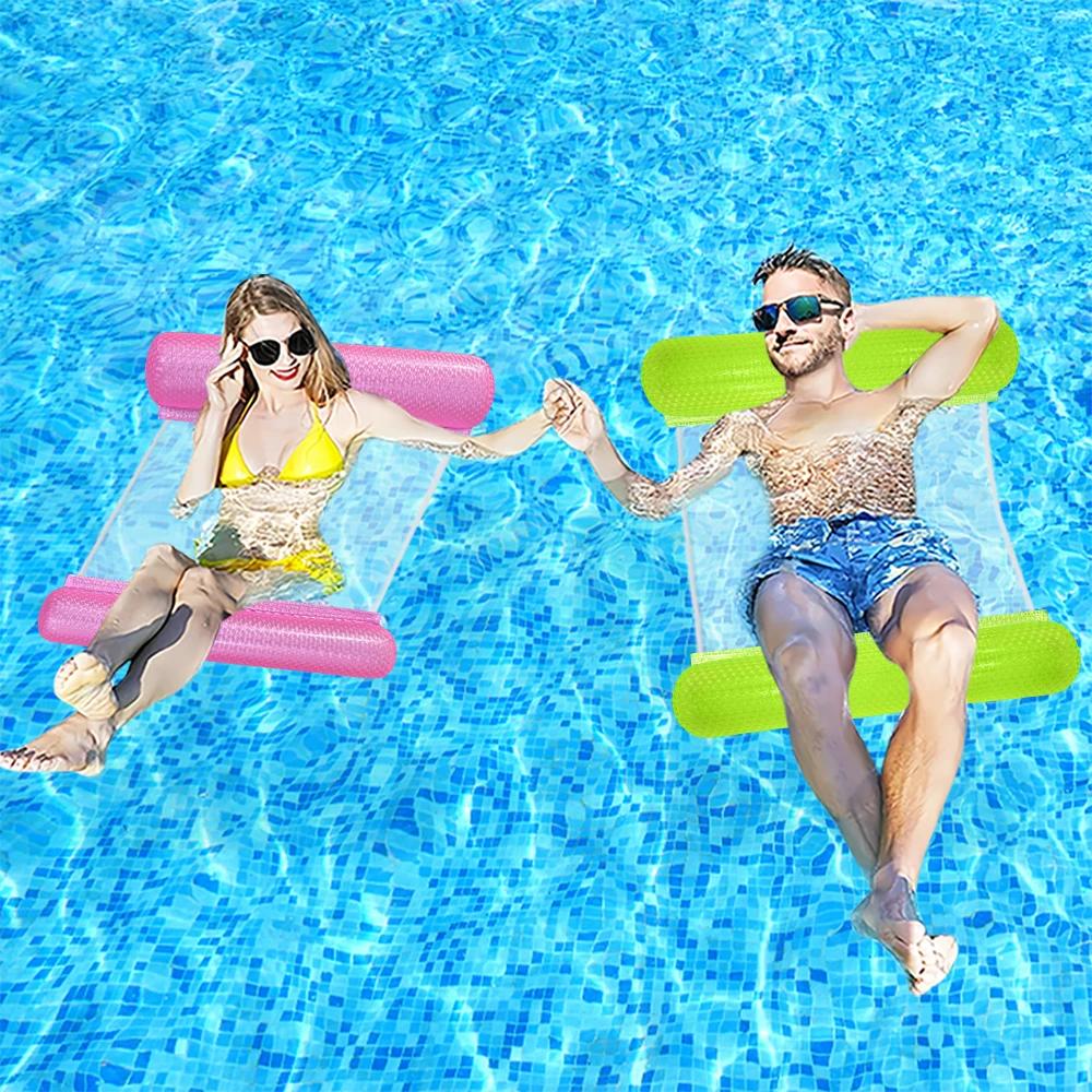 1 PC Gradient Sparkling fruiHanging Bed Thickened Pvc Swimming Inflatable Floating Bed Foldable Suitable For Beach Pool Parties