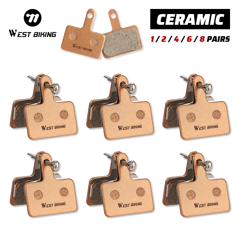 WEST BIKING Resin Ceramic Bike Brake Pads For Shimano Mt200 M515 C501 C601 1/2/4/6/8 Pair Wear-resistant Road Bicycle Brake Pads