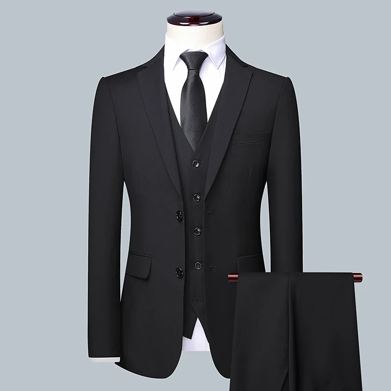 Men's Solid Color Business Suit 2026 High Quality Fashion Banquet Wedding Trend Groom Best Man Single 3/2/1