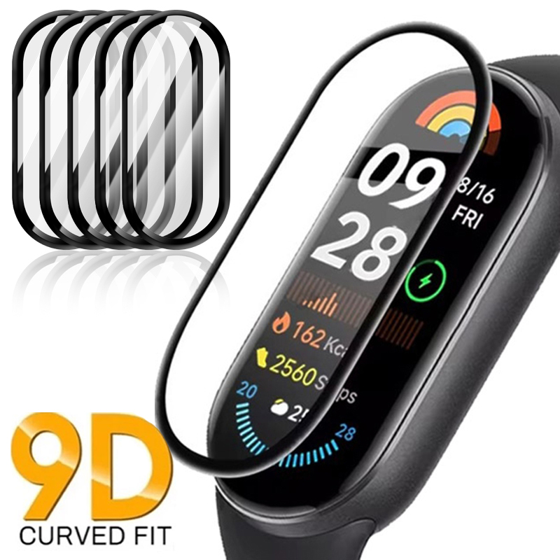 9D Film Glass for Mi Band 8 7 Pro Full Screen Protector Miband 6 5 4 Smart Watchband Hydrogel Protective Film (Not Glass)