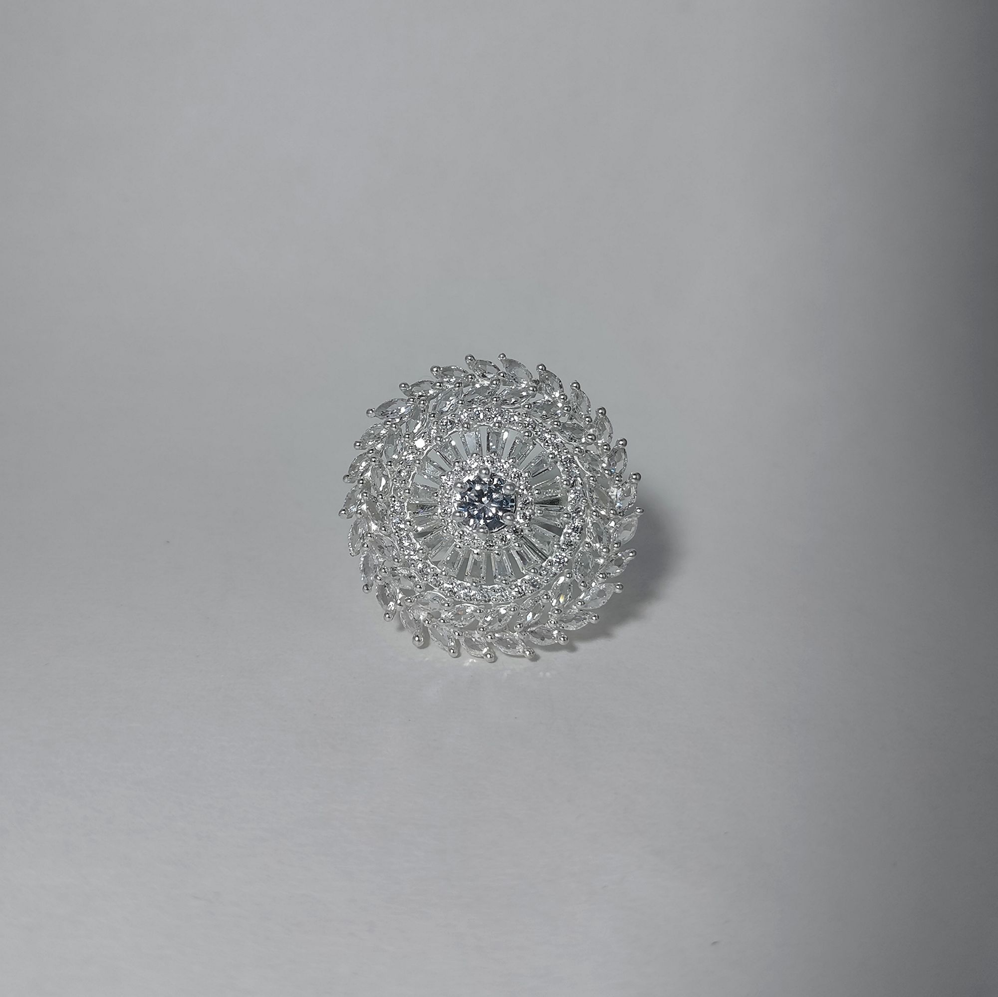 Gold And Silver Star Silver Adjustable Zirconia Ring For Women