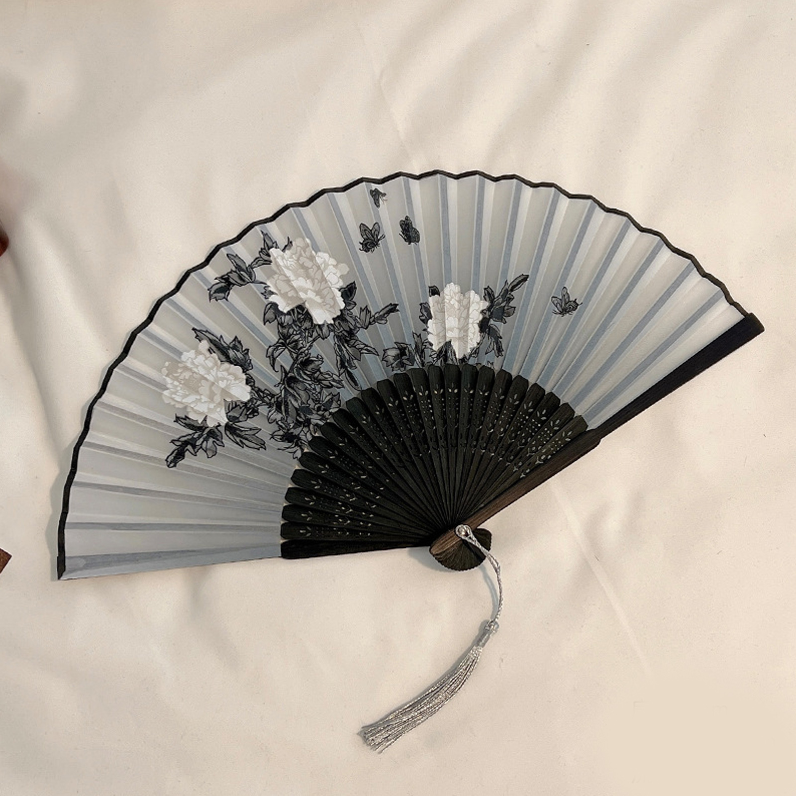 Chinese Tassel Fan - Folding Hand Fan, Ancient Style Portable Dance Fan, Wedding Fan, Hanfu Qipao Accessory, Home Decoration