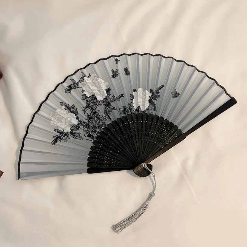 Chinese Tassel Fan - Folding Hand Fan, Ancient Style Portable Dance Fan, Wedding Fan, Hanfu Qipao Accessory, Home Decoration
