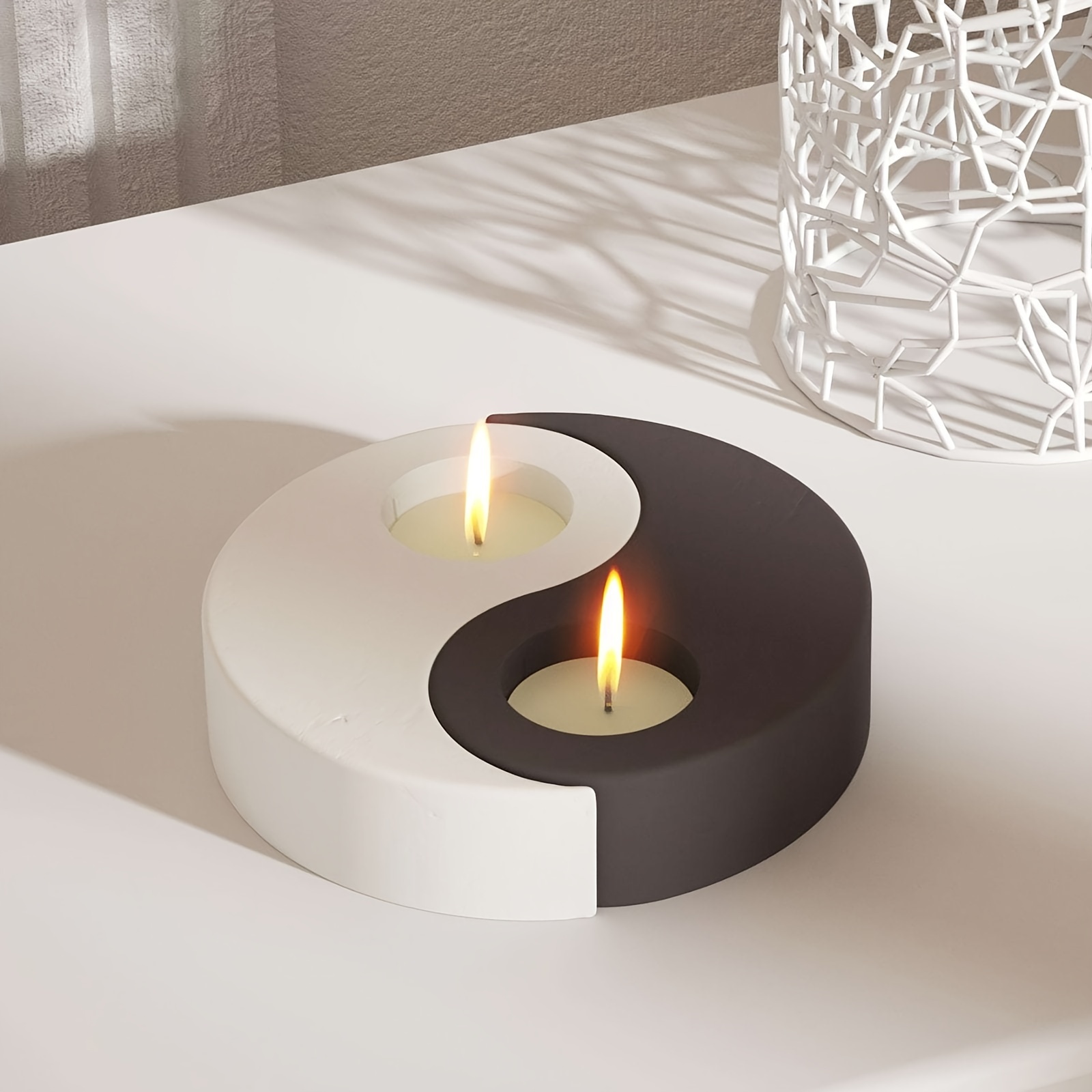 2PCS Tai Chi Yin Yang Silicone Candle Making Molds Aroma Candle Soap Molds Handmade Plaster Molds Wax Candle Making
