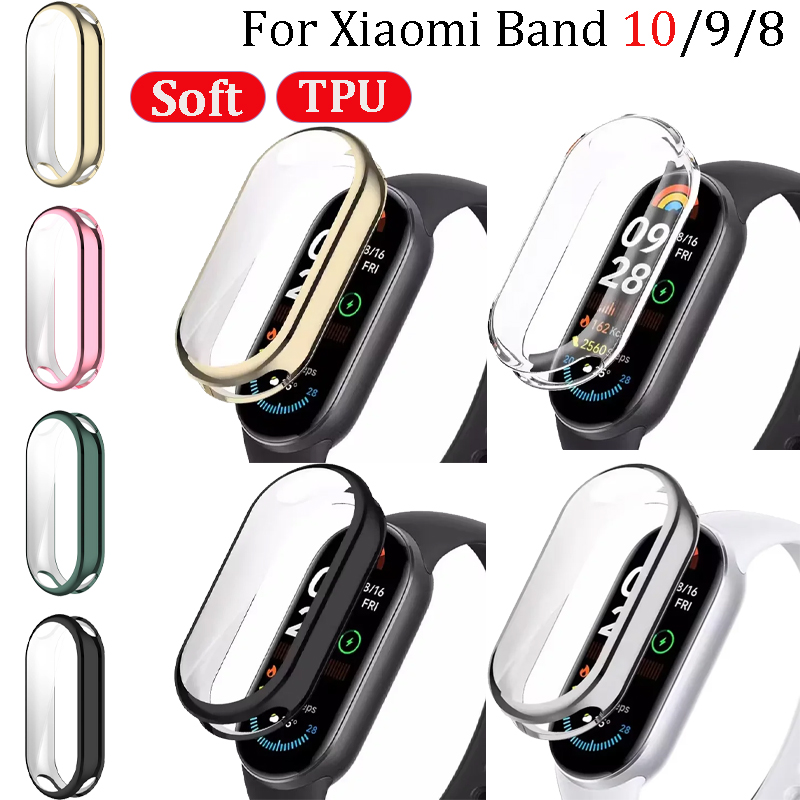 TPU Case for Mi Band 10/Mi Band 10 Ceramic Screen Protector Cover for Mi Band 8 9 10 NFC Anti-fall bumper Shell