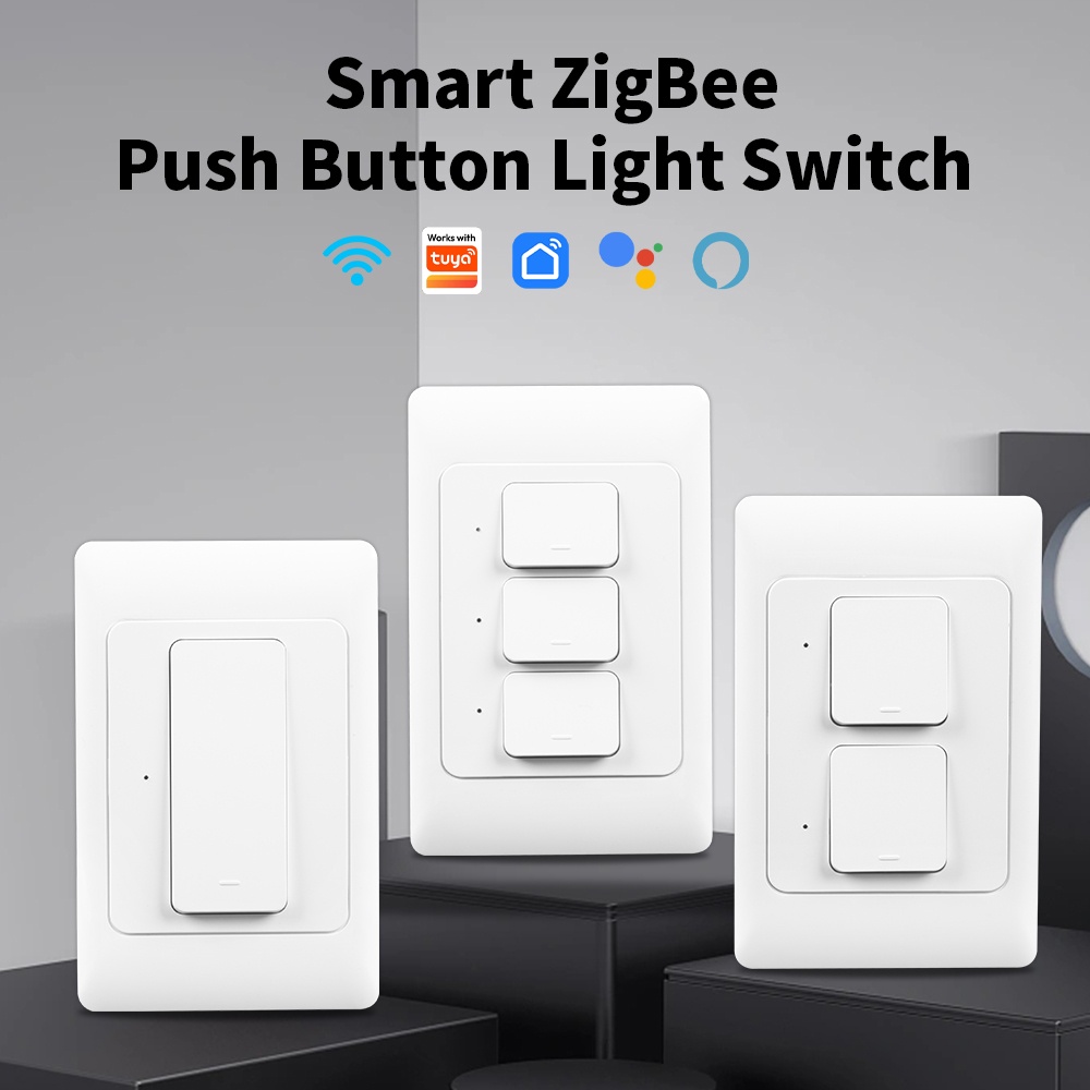 Manhot Smart Life Zigbee Smart Light Switch No Neutral Wire & NO Capacitor Required US Wall Switches Tuya Alexa Home lightify