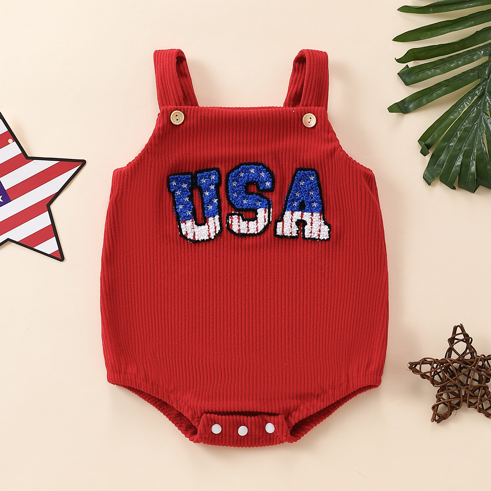 Summer neutral infants and toddlers neutral male and female infants independent corduroy independent day suspenders Romper