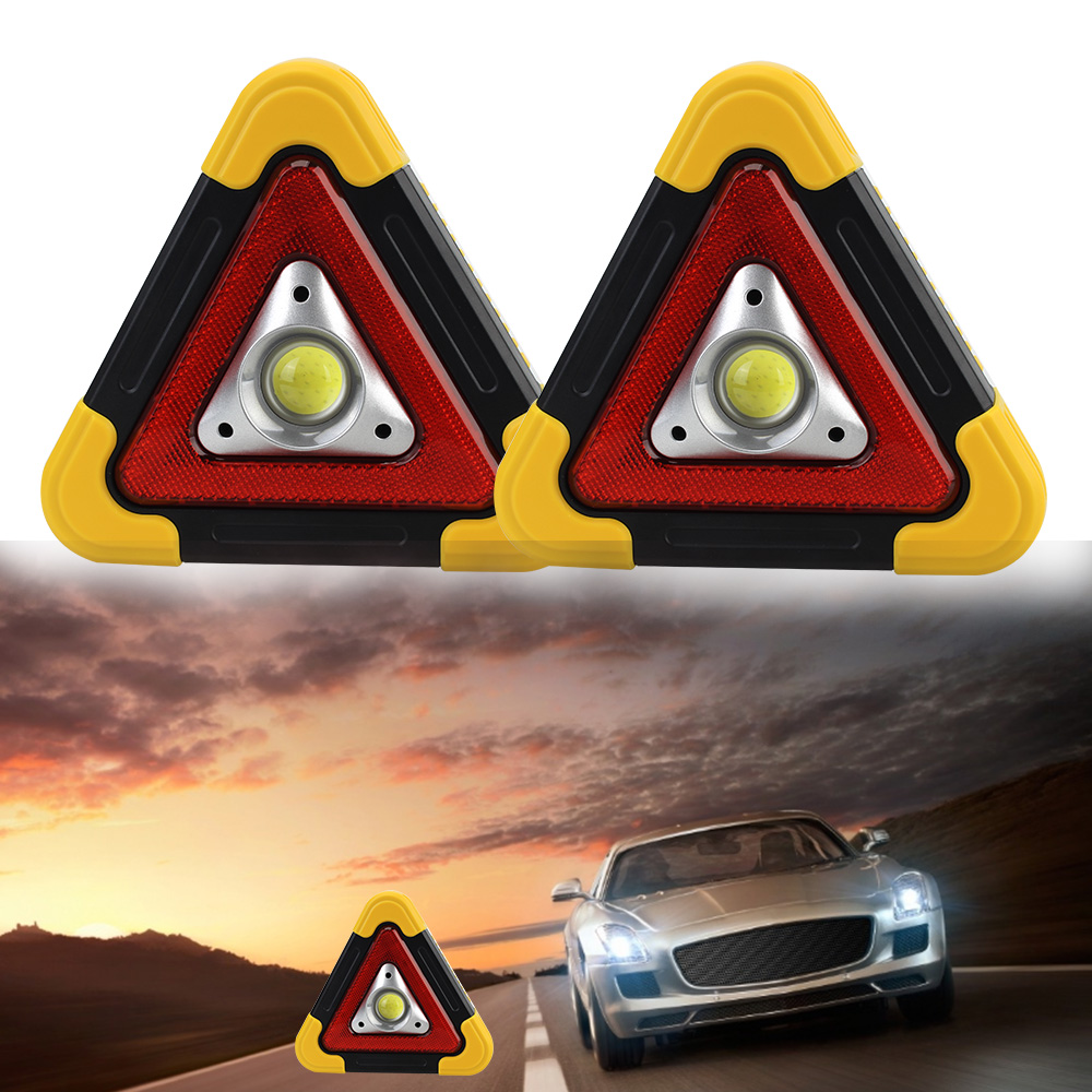 Alarm Lamp Triangle Warning Sign Road Safety Portable Flashing Light on Hand Emergency Breakdown Car LED Work Light