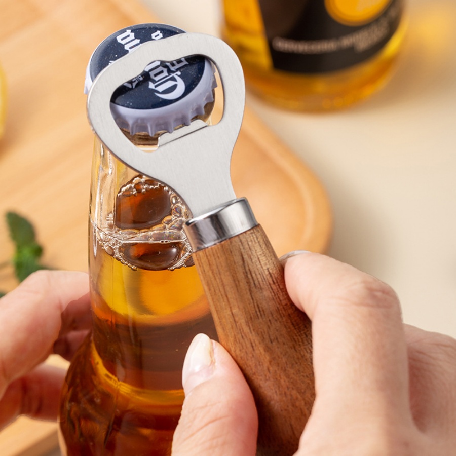 1pc bottle opener solid wood handle stainless steel bottle opener for household use pen gpt
