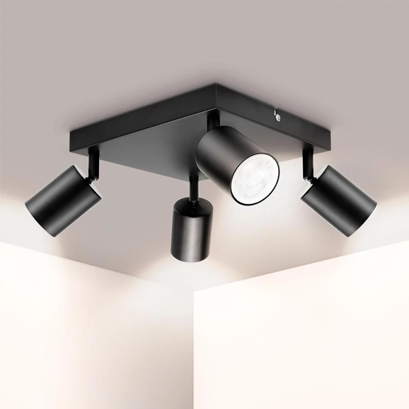 LED Ceiling Light with Replaceable Bulb Directional Four Head for Living Room Spotlights - Energy Efficient Lighting Soluti