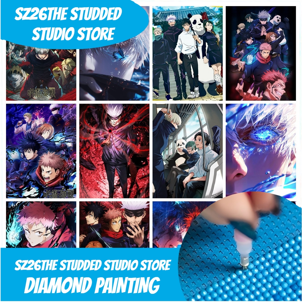 Sz26The Studded Anime Jujutsu Kaisen Gojo Satoru Diamond Embroidery Painting Cartoon TV Series Cross Stitch Kits Picture Mosaic