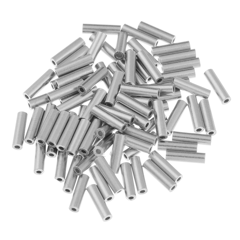 100Pcs Round Stainless Steel Fishing Tube Fishing Wire Pipe Crimp Sleeves Connector Fishing Line Accessories Tool