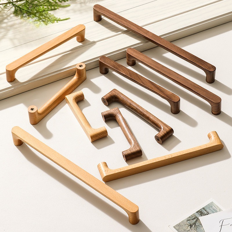Drawer Wardrobe Flat Handle, New Chinese Modern Minimalist Cabinet Door Handle, Wooden Wind Solid Wood Handle