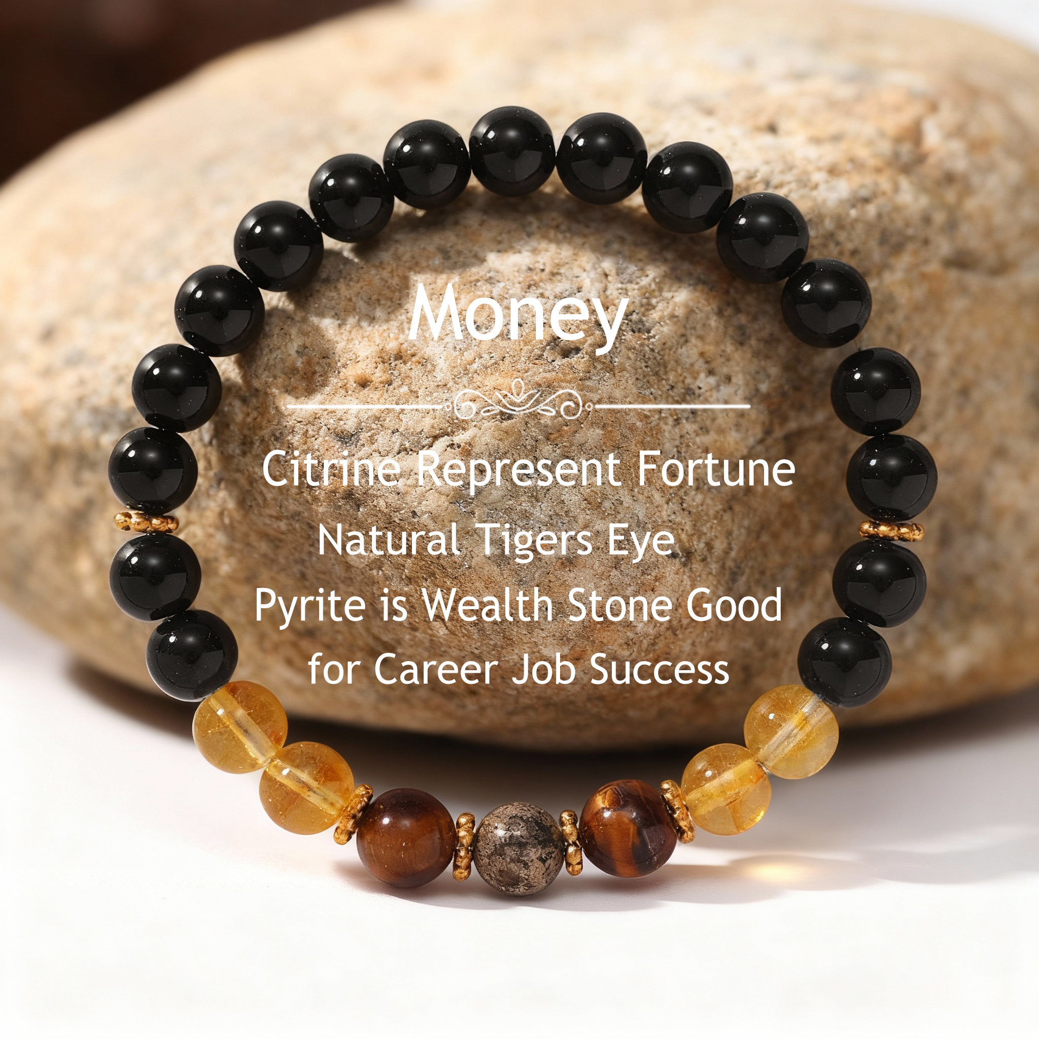 1pc Glamorous winter jewelry Black Tiger eye citrine pyrite family Daily high quality money bracelet attract money dr. eyemo