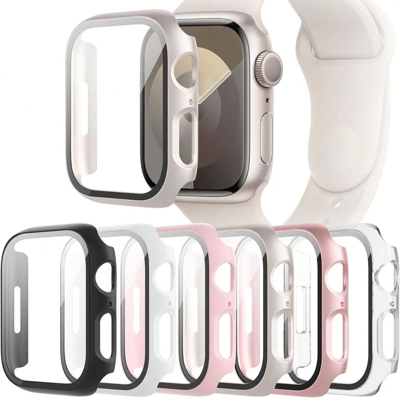 Matte PC watch Case+Tempered Glass for Watch 40/41/42/44/45/46mm Series11 10 987 6SE 54 Full Cover Shockproof Anti-Scratch