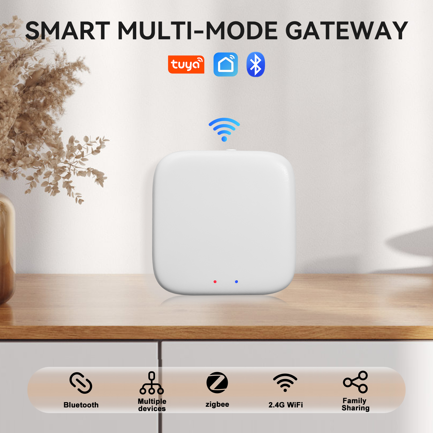WIFI Zigbee Bluetooth Wireless Multi-mode Gateway Hub Smart Life Tuya APP Control Smart Home System Works With Alexa