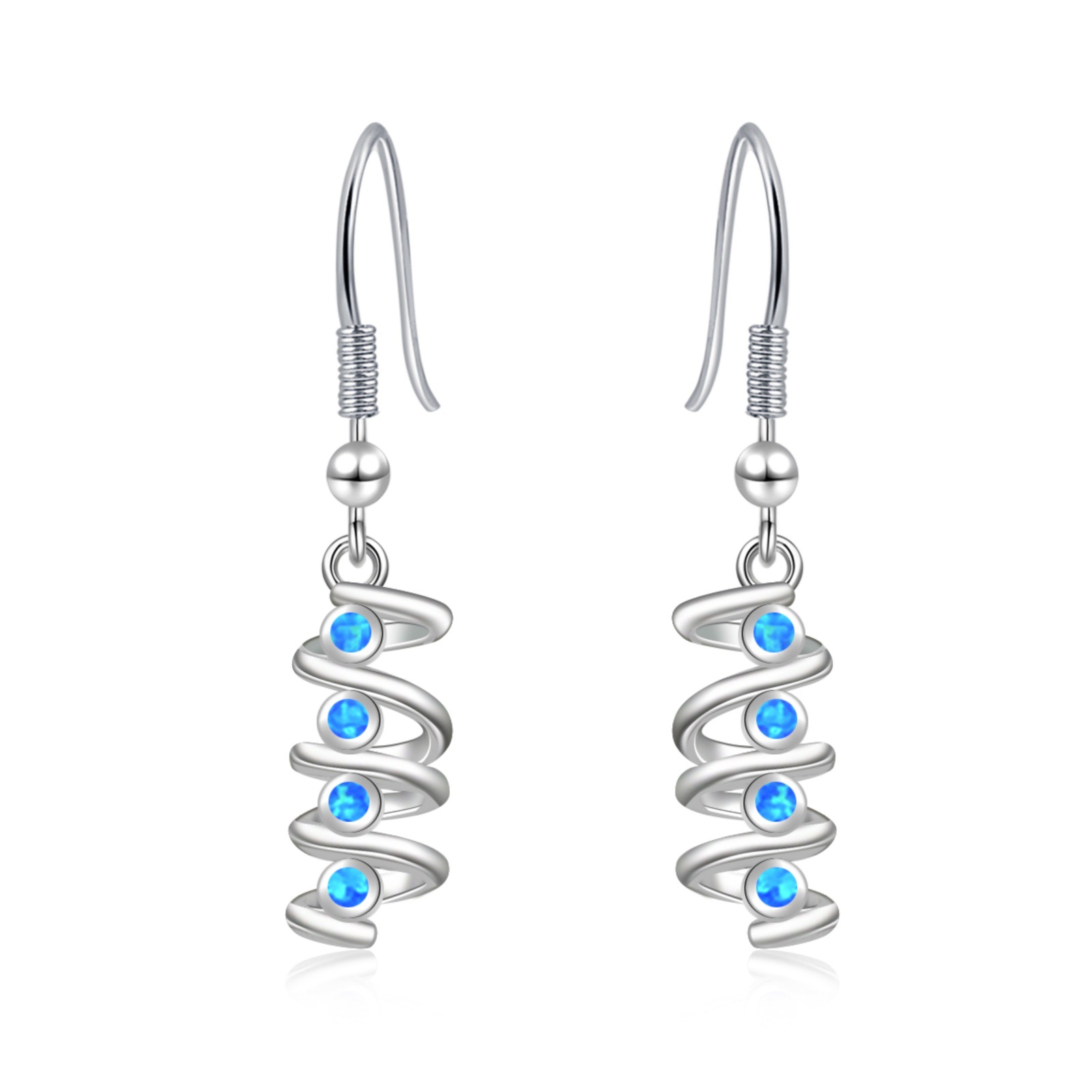 Starburst Opal Stud Earrings for Women,Elegant Star White K Plated Earrings with Blue Opal & CZ, Minimalist Jewelry Gift