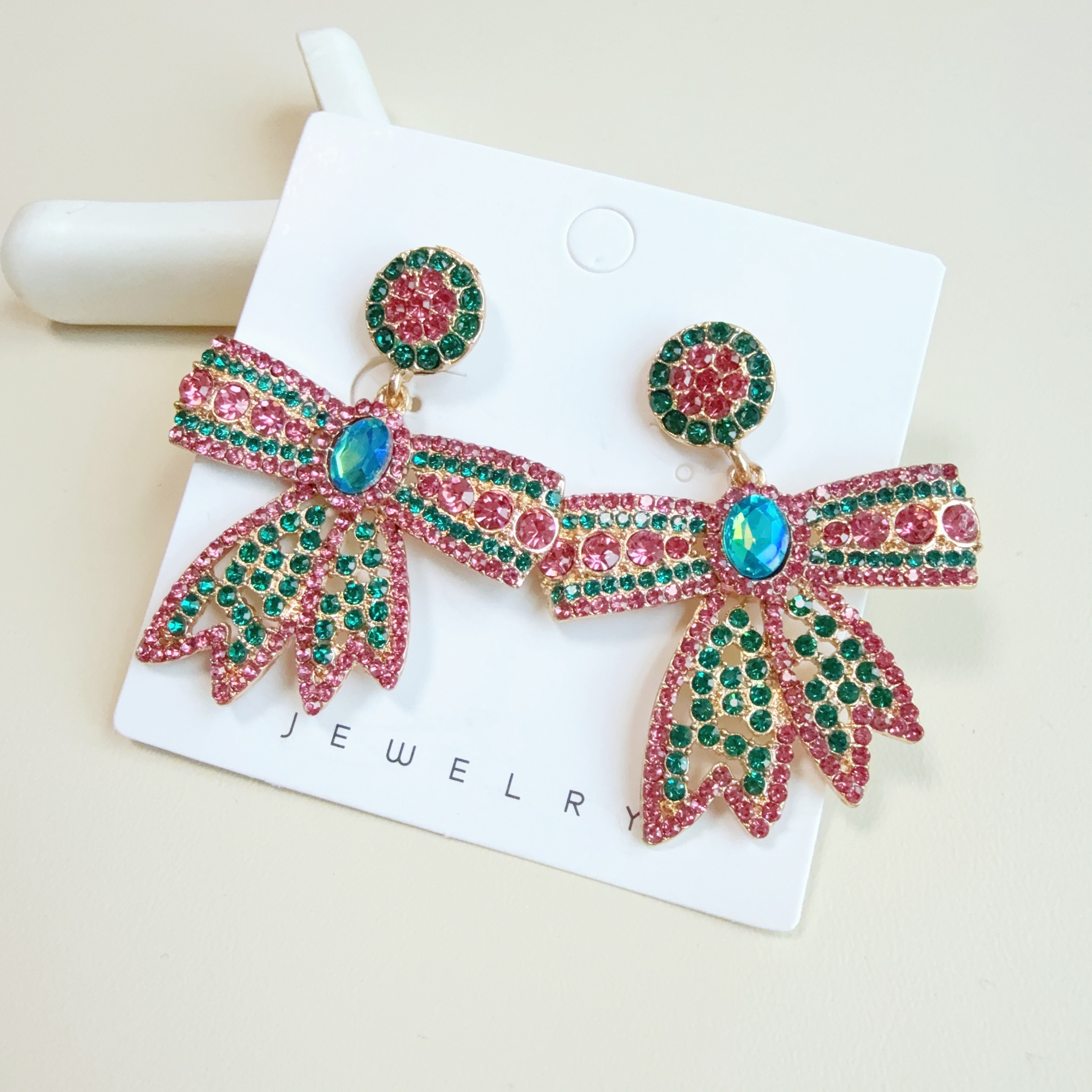 1 Pair Luxury Sparkling Rhinestone Bow Dangle Earrings Women's Party Prom Dating Sweet Fashion Jewelry Accessories