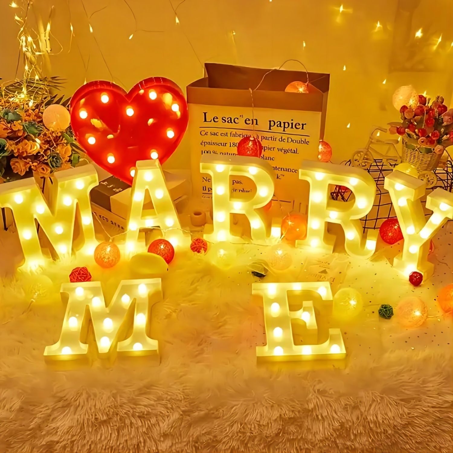 Happy Birthday Atmosphere Light Luminous Word Battery MARRYME Luggage Proposal LED Light Holiday Letter Light LOVE