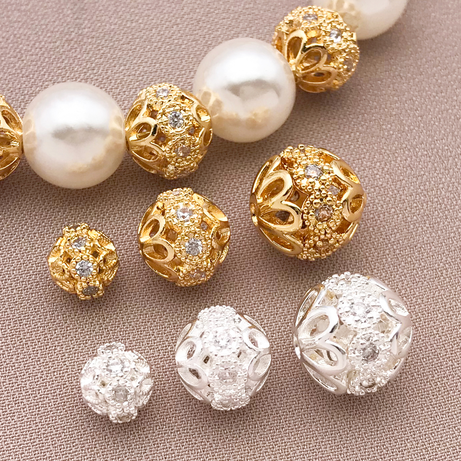 2/4/6pcs/lot 2025 NEW Shining brightly 6/8/10mm 18K Gold-plated High Quality Brass Zircon Bracelets Jewelry Making Accessories