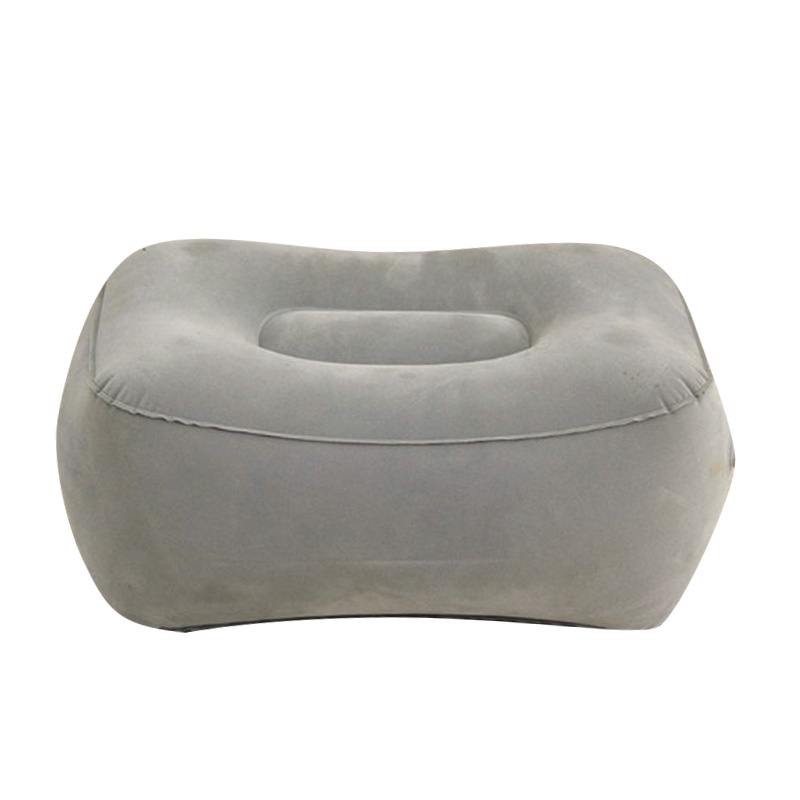 1PC Inflatable Foot Rest Pillow Travel Footrest Pillow Train Portable Camping Cushion Home Travel with Air Pump Leg up, Grey