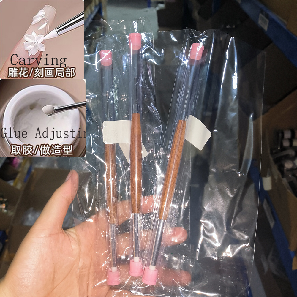 1/2/3/5Pcs Double Head Silicone Nail Brush Carving Flower Painting Embossing Pen for Gel Polish Glue Adjusting DIY Manicure Tool