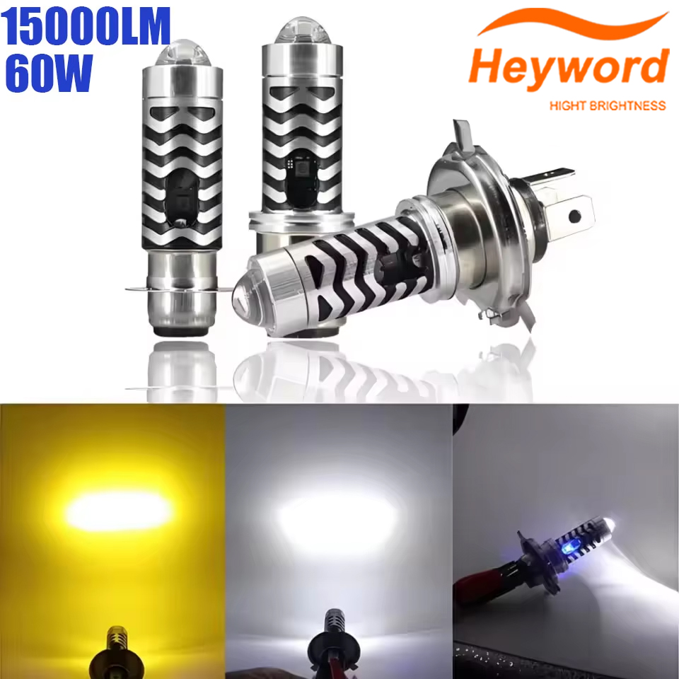 Heyword 60W 15000LM Motorcycle LED headlight bulb T19 P15D H6 white/golden yellow P15D BA20D Led Super Bright Lamp For Motor