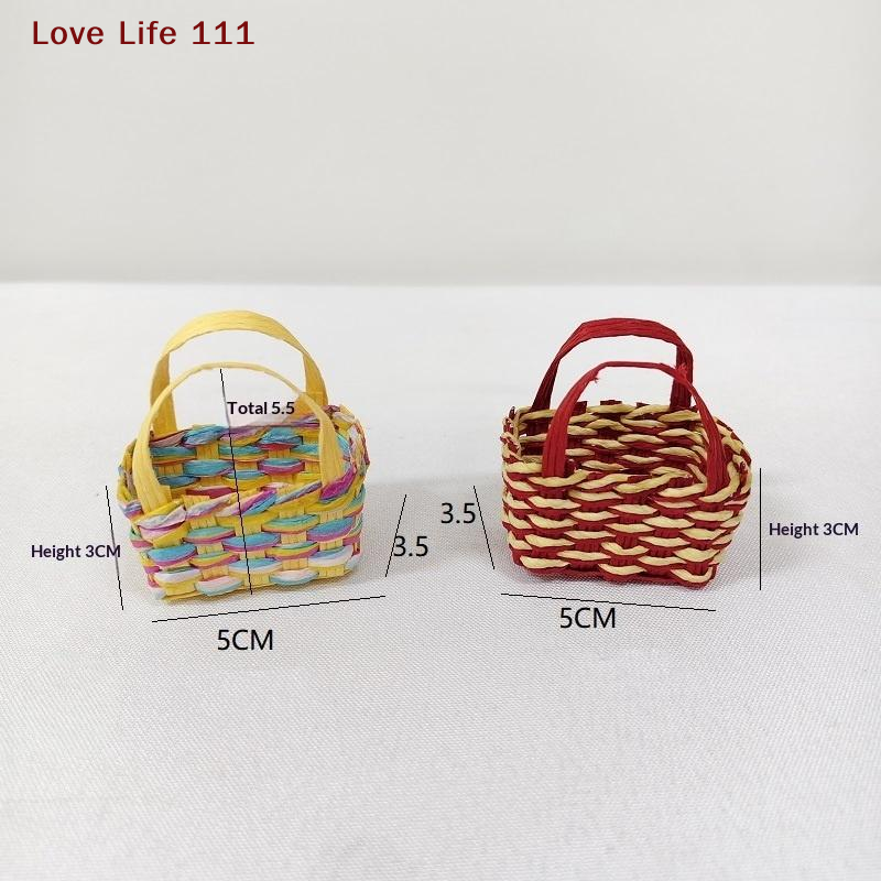 New 1Pcs Storage Basket Scene Props Dollhouse Mini Woven Flower Basket Carrying Basket Miniature Model Daily Necessities Decor