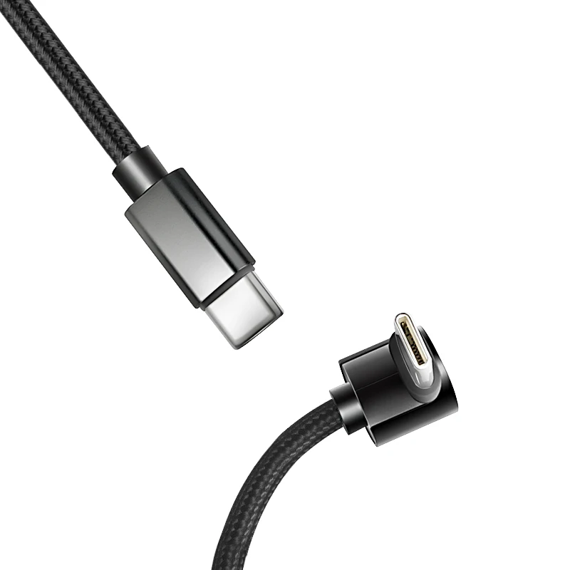 0.25/0.5/1/2M USB C to USB C Nylon Braided Cable 90 Degree Elbow PD Fast Charger Cable for iPhone