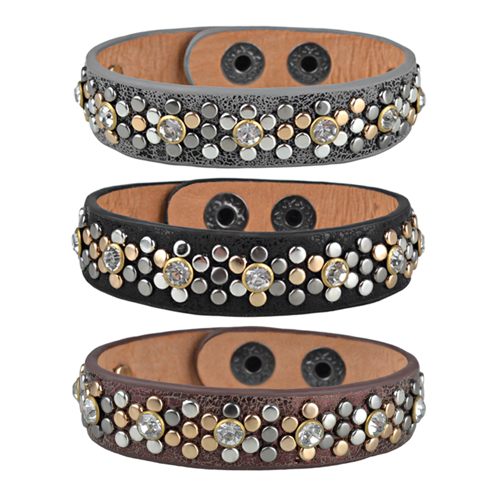 Kirykle 2023 New Women Jewelry Leather Bracelets Brand Fashion Punk Wide Rivet Cuff Bracelets & Bangle for Women Accessory